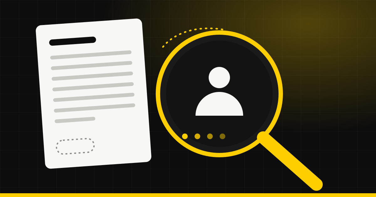A contract page beside a magnifying glass revealing a person, illustrating that the substance of a working relationship matters more than its label